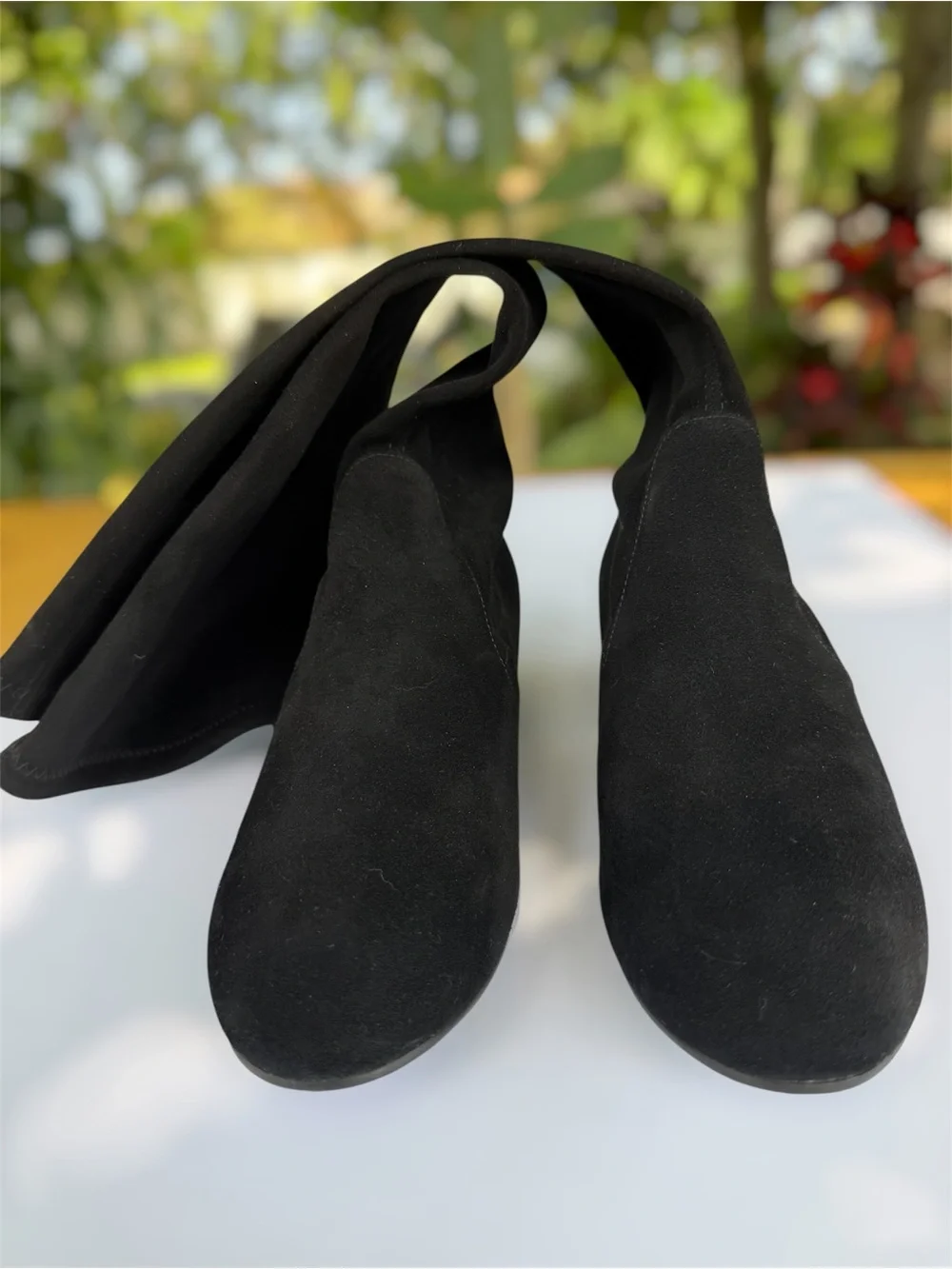 Stuart Weitzman Black Stretch Over-the-Knee Suede Boots